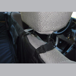 enlarged image of the front wall of black car seat cover for dogs for sedan