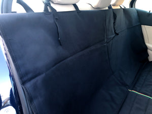 enlarged image of the front wall of black hammock car seat cover for dogs for sedan
