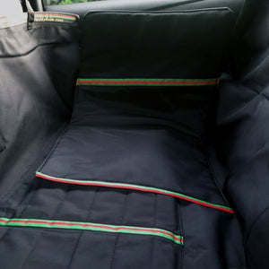 enlarged image of the door protectors panels of the  black car seat cover