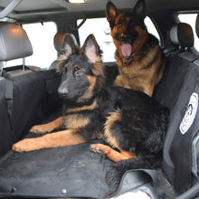 Load image into Gallery viewer, two large germane shepherds in the truck on pet my ride back seat hammock cover